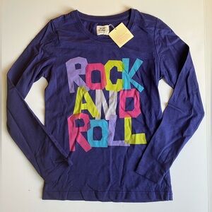 Girls MINI BODEN rock and roll purple long sleeve tee t-shirt 9 10 9Y 10Y new